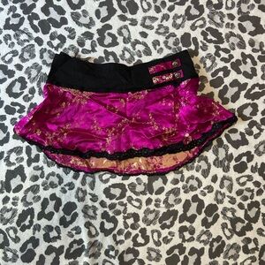 Tripp NYC Satin Brocade Hot Pink Mini Skirt